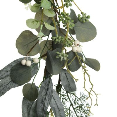 Native Eucalyptus Leaf Christmas Garland with White Berries