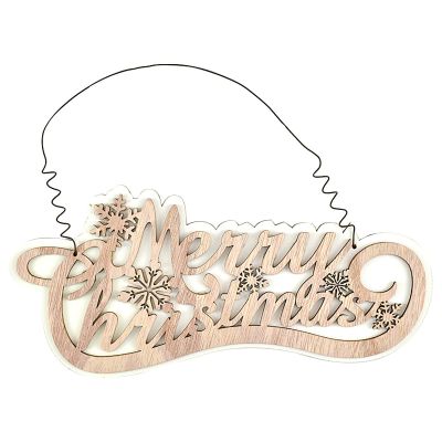 Natural and White Wood Merry Christmas Script Sign