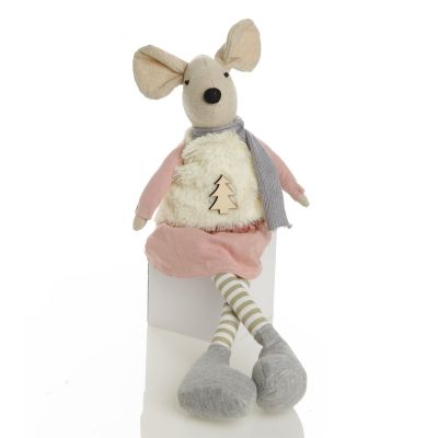 Natural Calico Fabric Girl Mouse Grey and Pink Whole Product