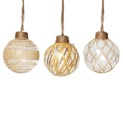 Natural Decorative Christmas Bauble - Set of 3