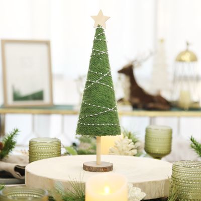 Natural Green Wool Cone Table Top Tree
