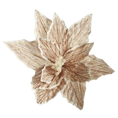 Natural Poinsettia Flower Clip with White Trim