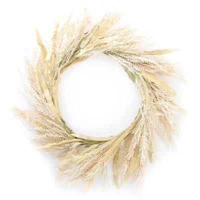 Natural Wheat and Leaves Christmas Wreath