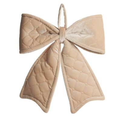 Nude Pink Padded Quilted Velvet Bow