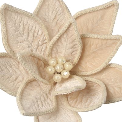 Nude Poinsettia Flower Stem With Ivory Rope Trim