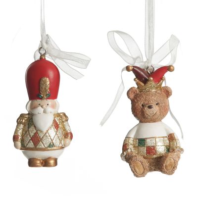 Nutcracker and Teddy Bear Christmas Decoration - Set of 2