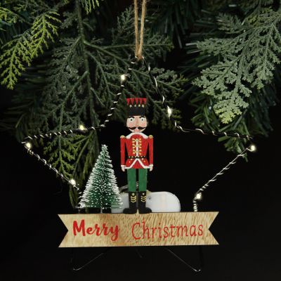 Lightup Wire Star Hanging Chrismtas Ornament with Nutcracker Guard