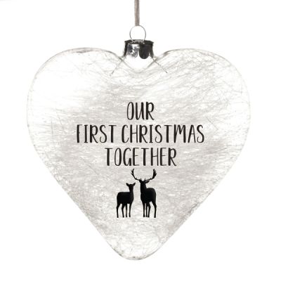 Personalised Icicle Glass Heart - Our First Christmas Together