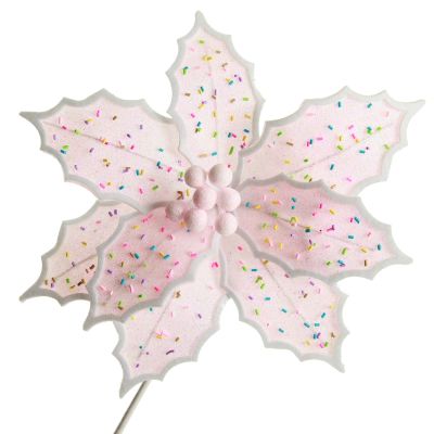 Pale Pink Poinsettia Flower Stem with Multicoloured Sprinkles