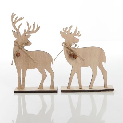 Pair of Wooden Reindeer Cutout Ornaments