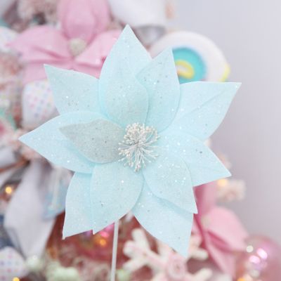 Pale Blue Flower with Silver Glitter