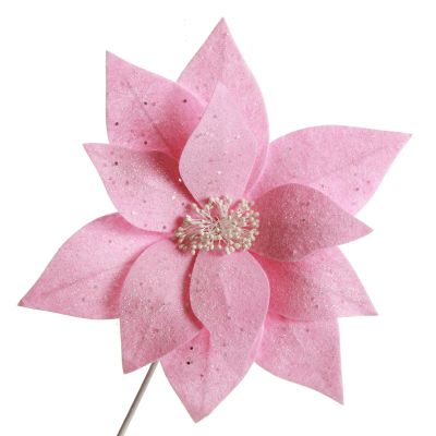 Pale Pink Flower with Silver Glitter