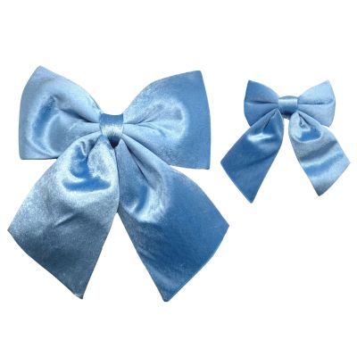 Pastel Blue Padded Velvet Bow 