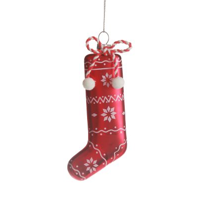 Red Patterned Stocking Christmas Decoration