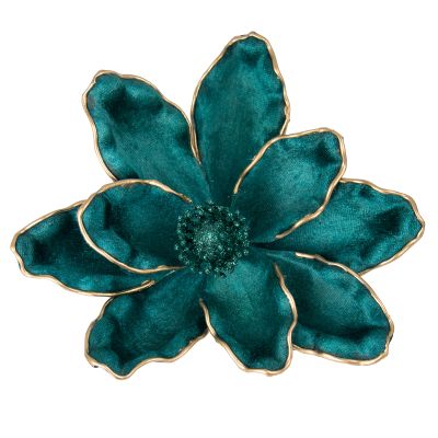 Peacock Green with Gold Edge Magnolia Flower Clip