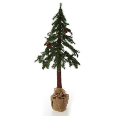 Pencil Pine Christmas Tree in Burlap Pot