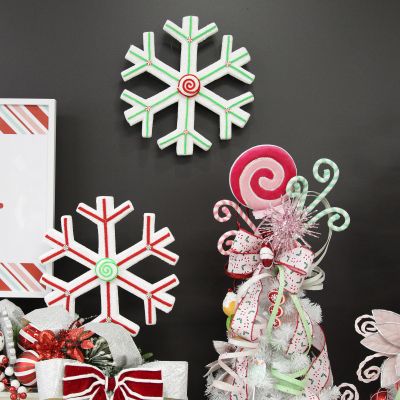 Extra Large White Snowflake with Mint Green Lolly Trim
