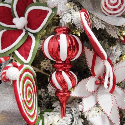 Large Red and White Stripe Candy Christmas Drop Hanging Decoration