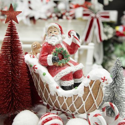 Santa in Gingerbread Sleigh Christmas Ornament