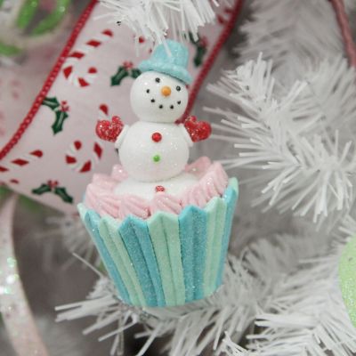 Snowman Cupcake Christmas Tree Decoration