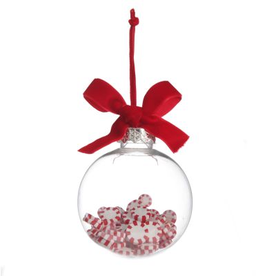 Peppermint Candy Filled Bauble Clear Shatterproof Bauble