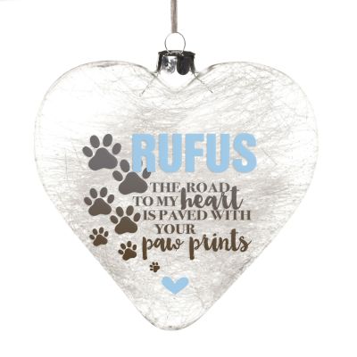 Personalised Icicle Glass Heart - Paved with Paw Prints