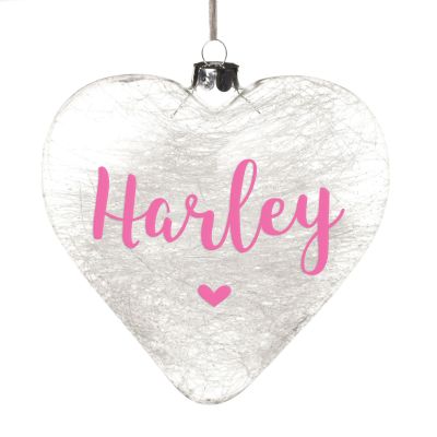 Personalised Icicle Glass Heart - Love and a Dog