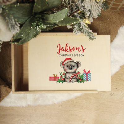 Personalised Printed Wooden Christmas Eve Box - Koala