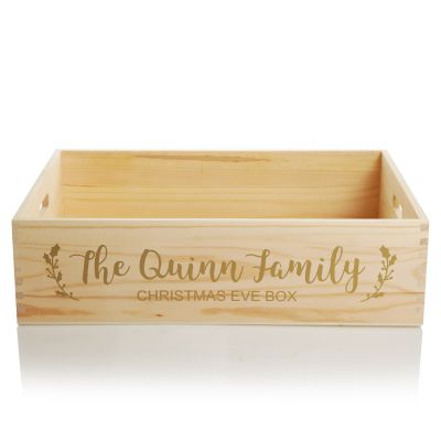 Personalised Christmas Eve Wooden Crate - Wreath Design