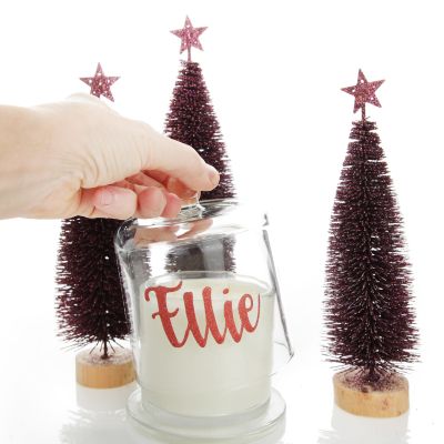 Personalised Clear Scented Christmas Candle with Glass Cloche