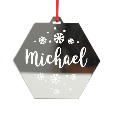 Personalised Etched Hexagon Christmas Decoration