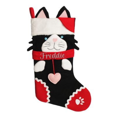 Personalised Fun Black Cat Christmas Stocking