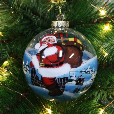 Personalised Inside Painted Santa with Sack Christmas Bauble Whole product
 
