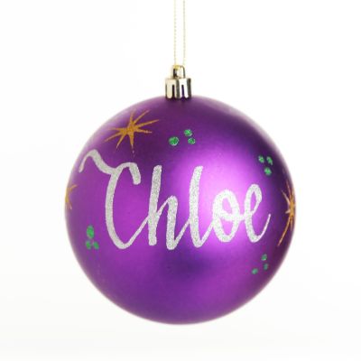 Personalised Purple Shatterproof Christmas Bauble