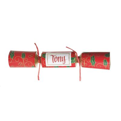 Personalised Red Swirling Holly Bon Bon - Single