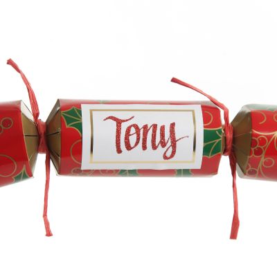 Personalised Red Swirling Holly Bon Bon - Single