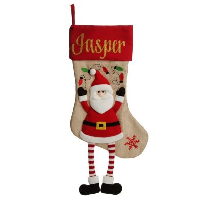 Personalised Santa Christmas Stocking with Dangly Legs