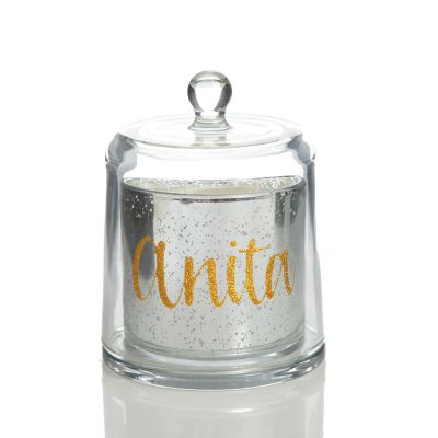 Personalised Silver Scented Christmas Candle with Glass Cloche