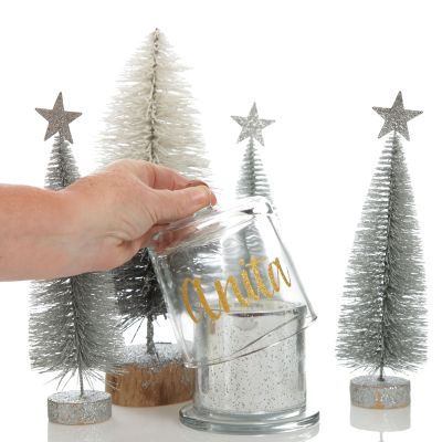 Personalised Silver Scented Christmas Candle with Glass Cloche