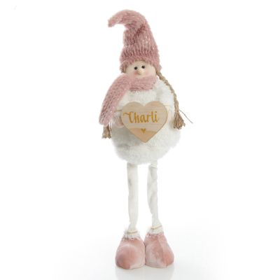 Standing Pink Girl Ornament with Beanie and Scarf