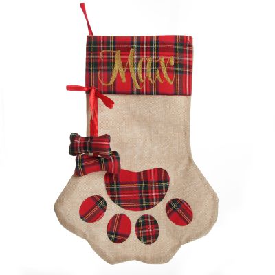 Personalised Tartan Dog Paw Christmas Stocking