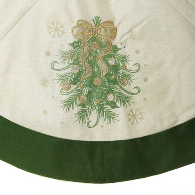 Green and Gold Mistletoe Christmas Tree Skirt