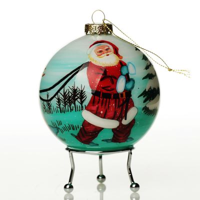 Personalised Inside Painted Santa with Reindeer Christmas Bauble 