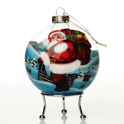 Personalised Inside Painted Santa with Sack Christmas Bauble Whole product
 
