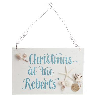 Personalised Large Beach Christmas Wood Plaque