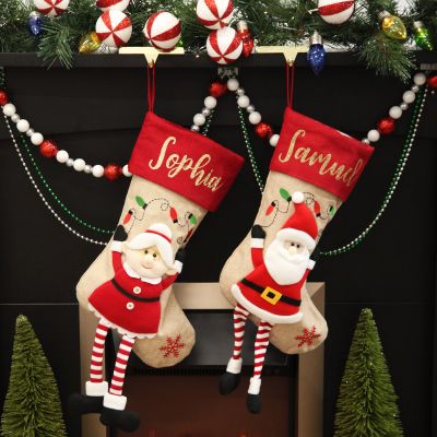 Personalised Mrs Claus Christmas Stocking with Dangly Legs