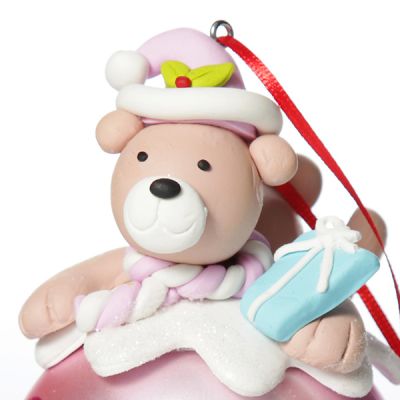 Personalised Pink Teddy Christms Character Bauble