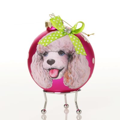 Personalised Poodle Dog Hot Pink Christmas Bauble