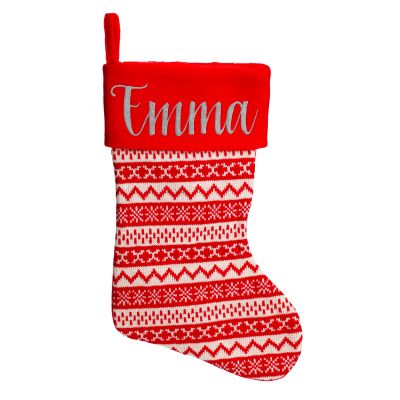 Personalised Red Knitted Christmas Stocking