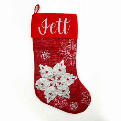 Personalised Red Snowflake Christmas Stocking